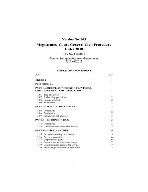 Magistrates' Court General Civil Procedure Rules 2010