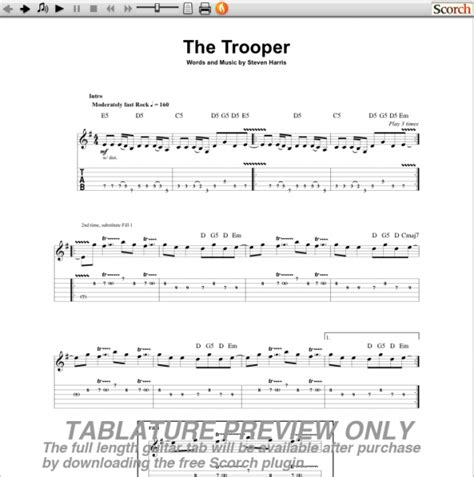 Iron Maiden The Trooper Guitar Tab : Free Iron Maiden Guitar Tabs