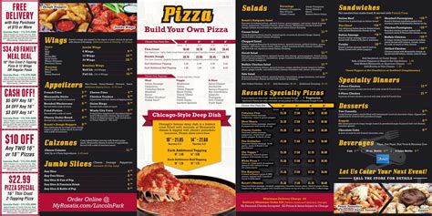 Rosati's Pizza Lincoln Park menu in Chicago, Illinois, USA