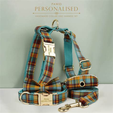 Custom Tartan Personalized Dog Collar, Matching Dog Bowtie, Dog Leash ...