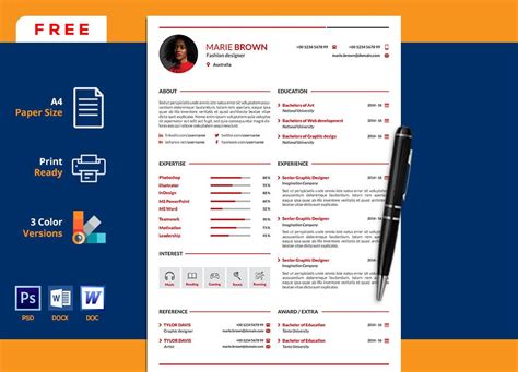 Free Portfolio CV Resume Template in Word in 2024 - ResumeKraft