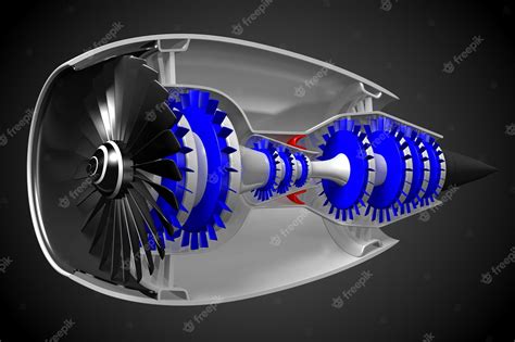 Premium Photo | Cross section of jet engine isolated on black background