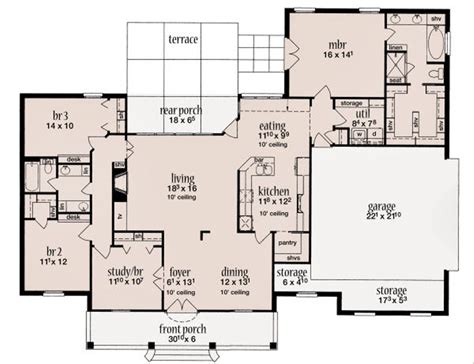 European Style House Plan - 4 Beds 2 Baths 2000 Sq/Ft Plan #36-483 ...