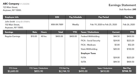 Pay Stub Template For Contractors