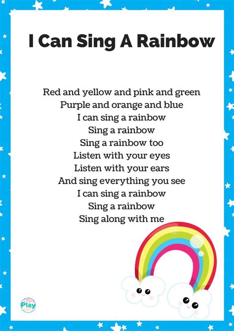 print out your I Can Sing A Rainbow Lyrics for free and find a list of ...