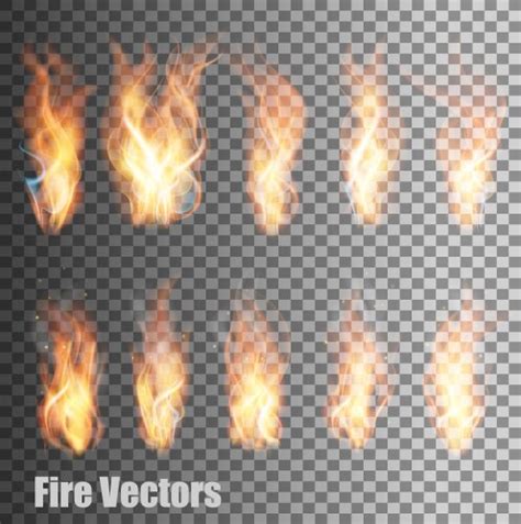 Jet flame set on transparent background Royalty Free Vector