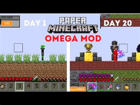 I Survived 20 days in Paper Minecraft Omega Mod - YouTube