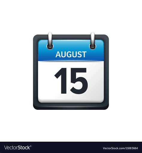 August 15 calendar icon flat Royalty Free Vector Image