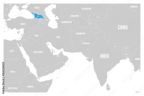 Georgia blue marked in political map of South Asia and Middle East ...