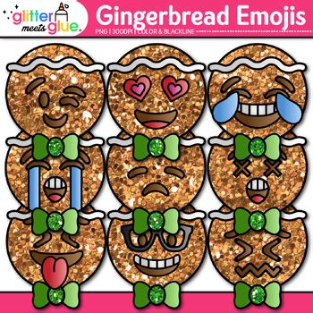 Emoji Gingerbread Man Clip Art: Emoticons and Smiley Faces {Glitter ...