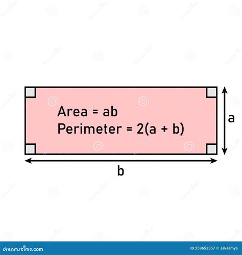 Perimeter and Area of Rectangle Formula. Stock Vector - Illustration of ...