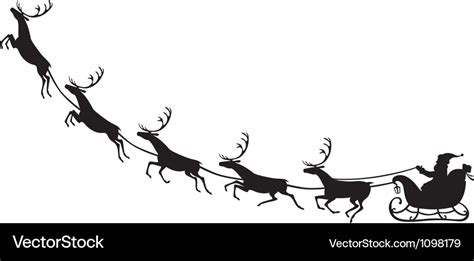 Santa claus riding on a reindeer sleigh Royalty Free Vector