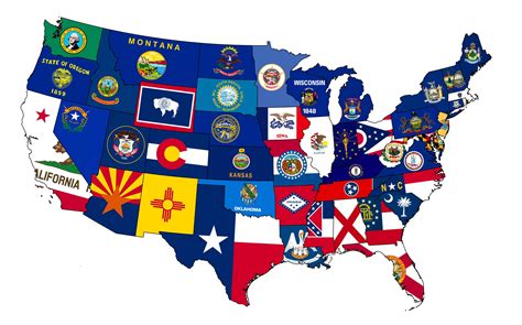 US state flag map (uses last official flag for MS) : MapPorn