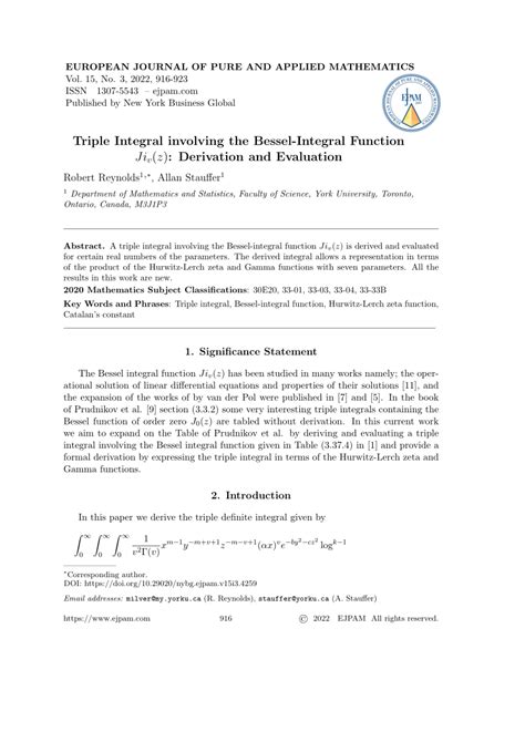 (PDF) Triple Integral involving the Bessel-Integral Function Jiv(z ...