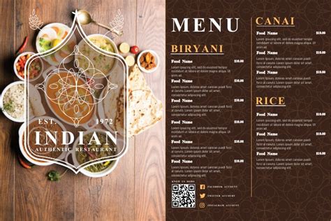 Indian Restaurant Menu Design Samples