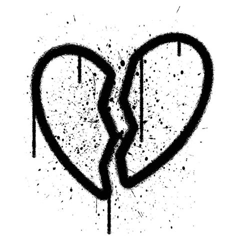 Vector graffiti spray paint broken heart isolated vector illustration ...