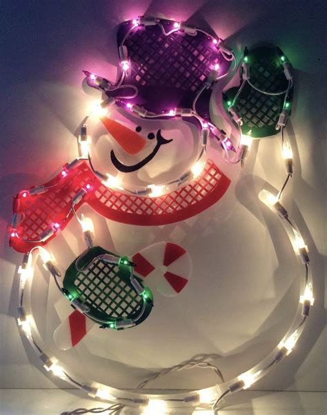 Christmas WAVING SNOWMAN Lighted Window Decoration Indoor / Outdoor Use ...