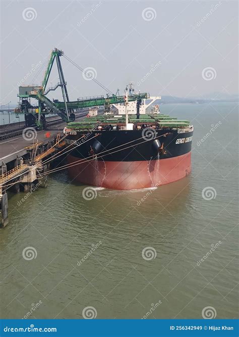 A Bulk Carrier Ship in Cargo Loading Process Editorial Stock Image ...