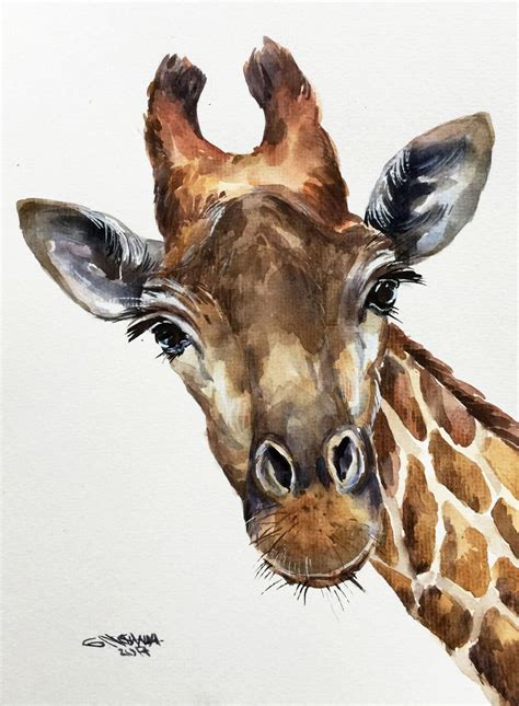 Giraffe Faced Portrait, Nursery Art, African wildlife animal ORIGINAL ...