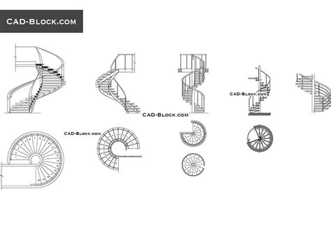 Spiral stairs CAD Block free download, drawings, details, elevation