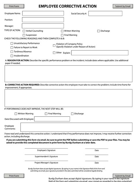 Printable Corrective Action Form - Printable Forms Free Online