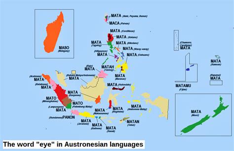 The word "eye" in Austronesian languages (simplified) [1165x756] : r ...