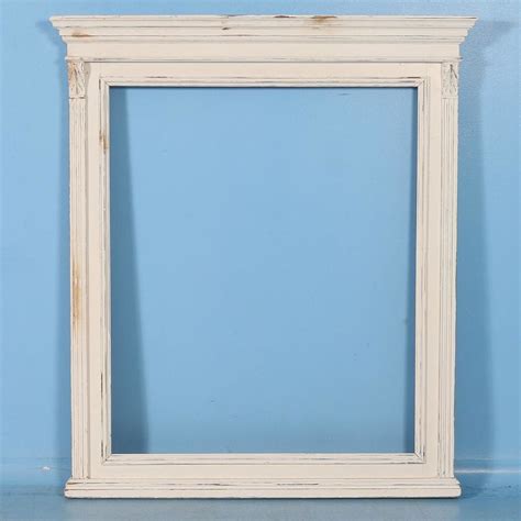 Large Carved Antique White Mirror Frame, circa 1870