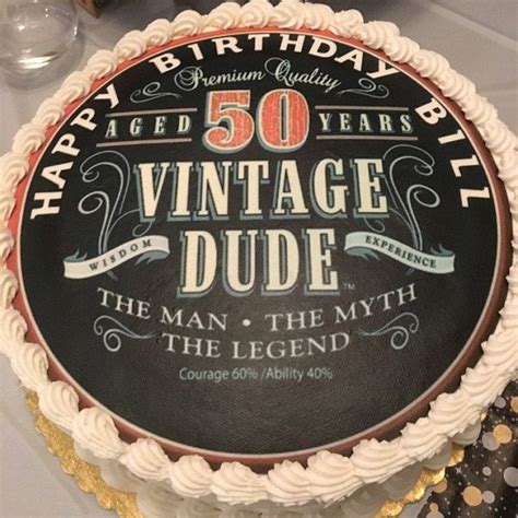 Vintage Dude 50th Milestone Edible Cake Topper Image Vintage | Etsy ...