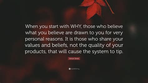 Simon Sinek Quote: “When you start with WHY, those who believe what you ...