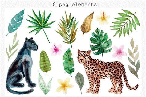 Jungle Animals. Watercolor Patterns | Pre-Designed Photoshop Graphics ...