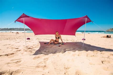 Beach SunShade Beach Tent With Sandbag Anchors & 2 FREE Poles UPF50 ...