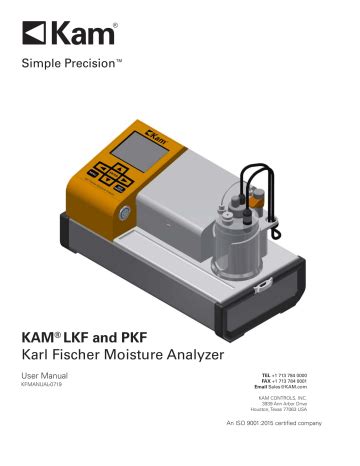 Kam KF Karl Fischer Moisture Analyzer User Manual | Manualzz