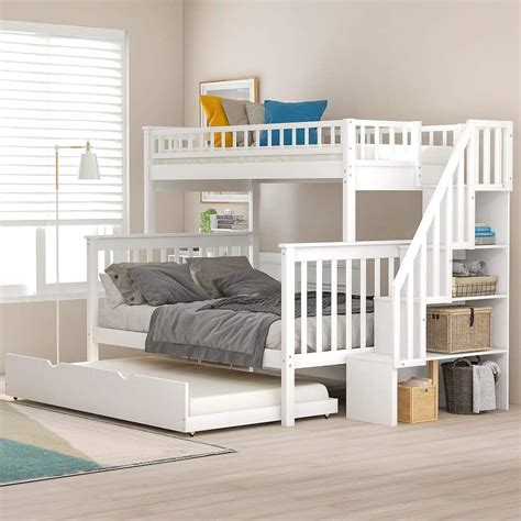 Twin Over Queen Bunk Bed With Trundle For 2020 | LSHAPEDBUNKBED.COM