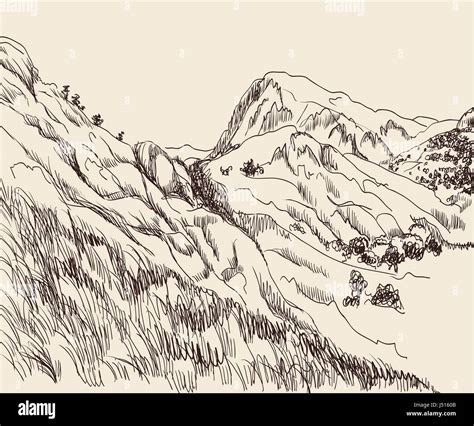 Landscape Mountain Sketch High Resolution Stock Photography and Images ...