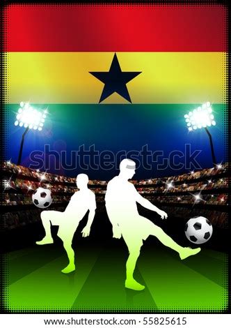 Ghana Soccer Player On Stadium Background With Flag Original ...