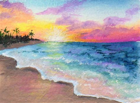 Beach Sunset Watercolor at PaintingValley.com | Explore collection of ...