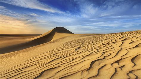 desert, sand, dunes, wavy, sky, 4k HD Wallpaper