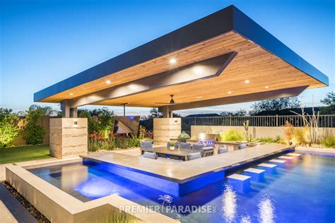 Custom Pool with Cantilevered Outdoor Kitchen | Scottsdale Arizona ...