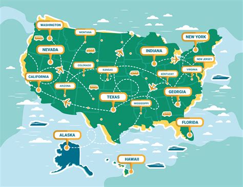 United States Map With Landmarks