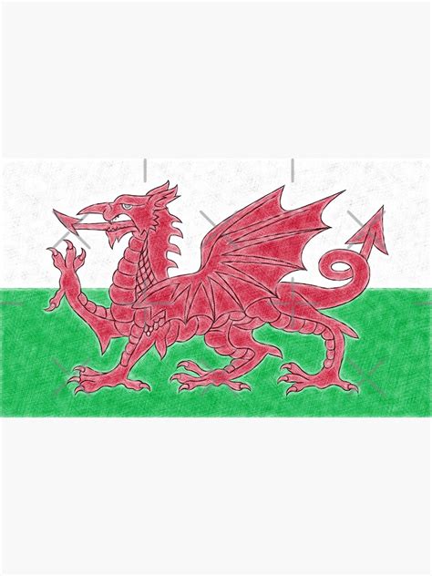 "Color Pencil Sketch Style Welsh Flag Wales Art" Photographic Print by ...