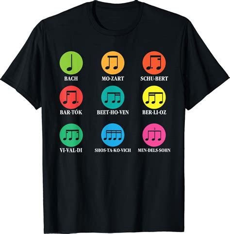 Amazon.com: Classic Composers Classical Music Musical Notes T-Shirt ...