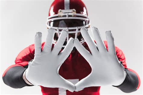 The Hands of American Football Player on White Stock Photo - Image of ...