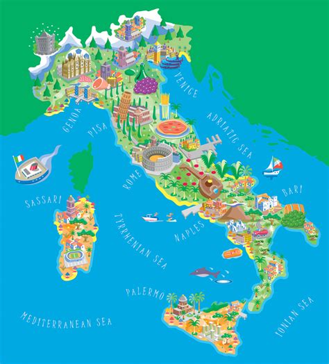 Tourist Map Of Italy With Cities - Jobie Lynelle