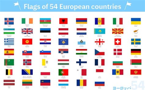 Conjunto de banderas del mundo de 54 países en Europa Translation ...