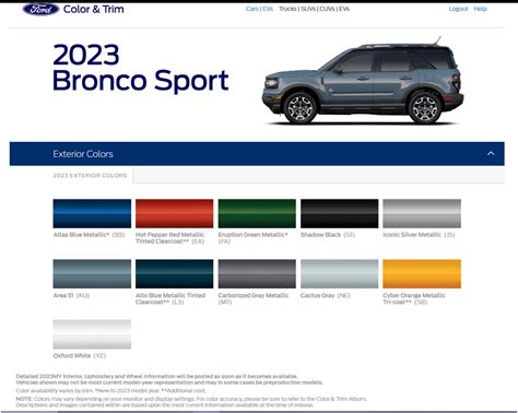 2023 Bronco Sport colors from Ford Dealer site (new Atlas Blue ...