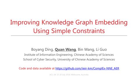 [PPT] - Improving Knowledge Graph Embedding Using Simple Constraints ...