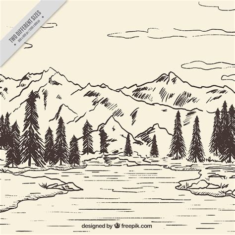 Free Vector | Mountain landscape sketch background