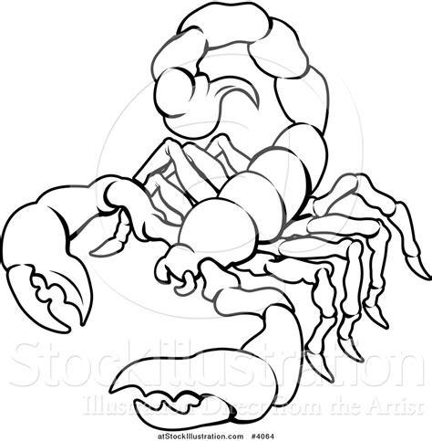 Vector Illustration of a Black and White Line Drawing of the Scorpio ...