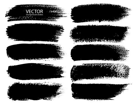 Set of brush strokes, Black ink grunge brush strokes. Vector ...