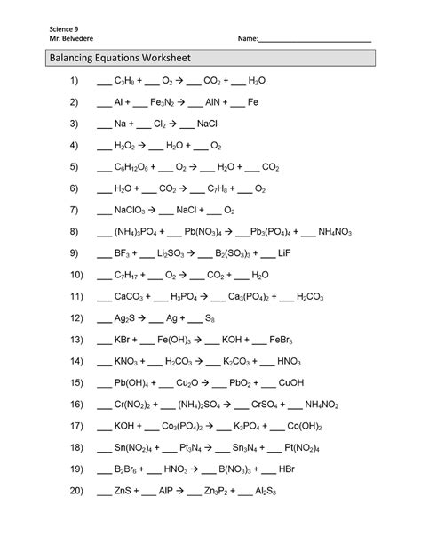 49 Balancing Chemical Equations Worksheets [with Answers]